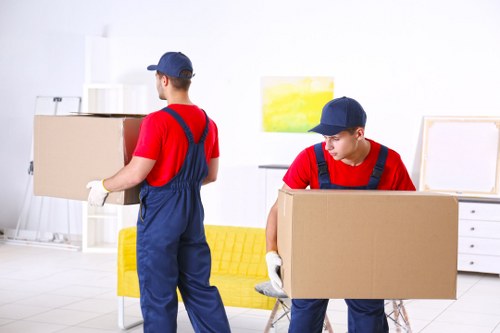 Furniture removals team planning a move in Battersea street surroundings