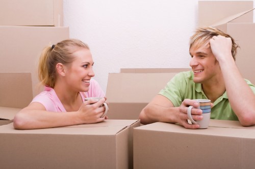Professional moving van loaded with household items in Battersea
