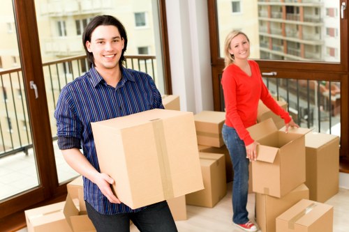 Preparation checklist and boxes arranged for a Battersea home move