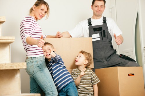 Packed boxes and furniture ready for transport with Battersea removals team